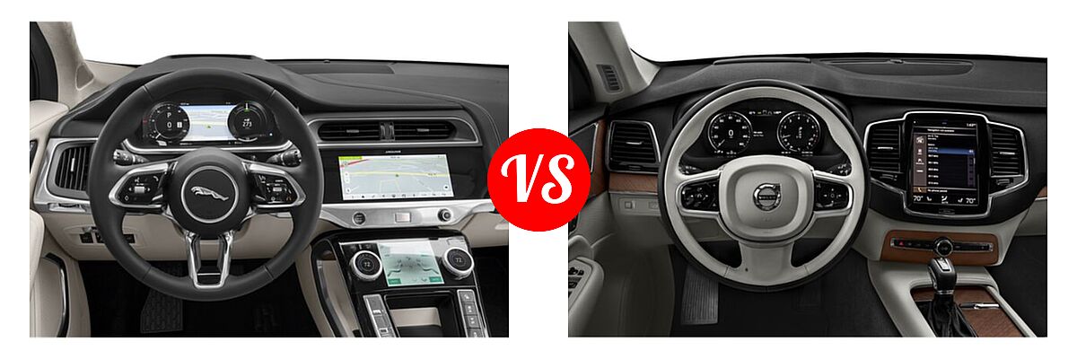 2019 Jaguar I-PACE SUV Electric First Edition / HSE / S / SE vs. 2022 Volvo XC90 SUV Inscription / Momentum - Dashboard Comparison