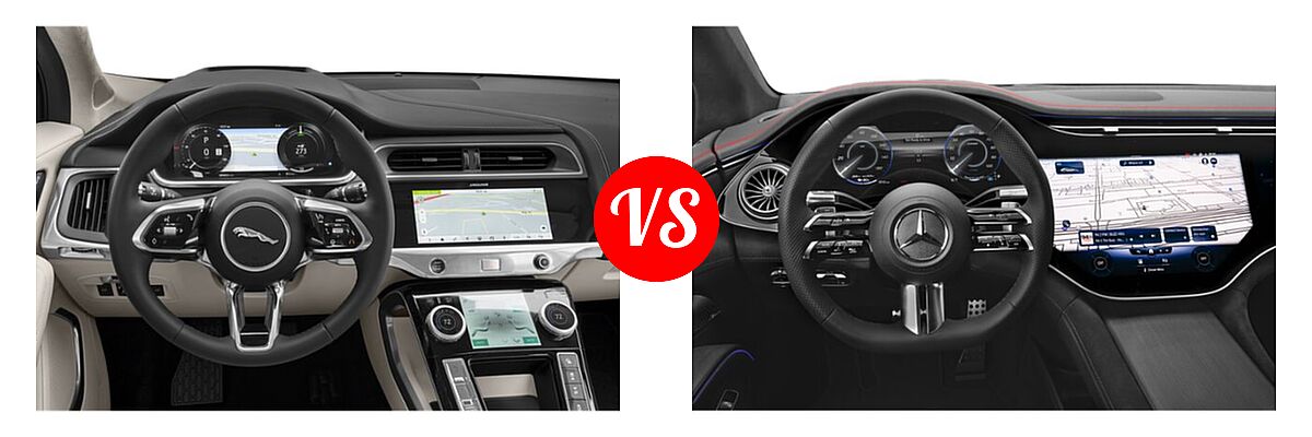 2019 Jaguar I-PACE SUV Electric First Edition / HSE / S / SE vs. 2022 Mercedes-Benz EQS Sedan Electric EQS 580 - Dashboard Comparison
