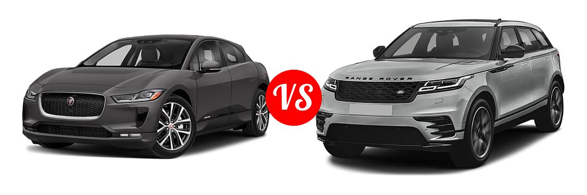 2019 Jaguar I-PACE SUV Electric First Edition / HSE / S / SE vs. 2021 Land Rover Range Rover Velar SUV R-Dynamic HSE / R-Dynamic S / S - Front Left Comparison