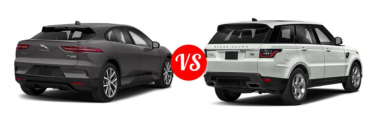 2019 Jaguar I-PACE SUV Electric First Edition / HSE / S / SE vs. 2019 Land Rover Range Rover Sport SVR SUV SVR - Rear Right Comparison