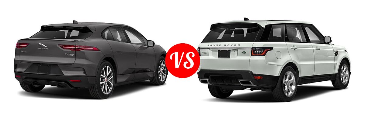 2019 Jaguar I-PACE SUV Electric First Edition / HSE / S / SE vs. 2021 Land Rover Range Rover Sport SUV Diesel HSE Silver Edition - Rear Right Comparison