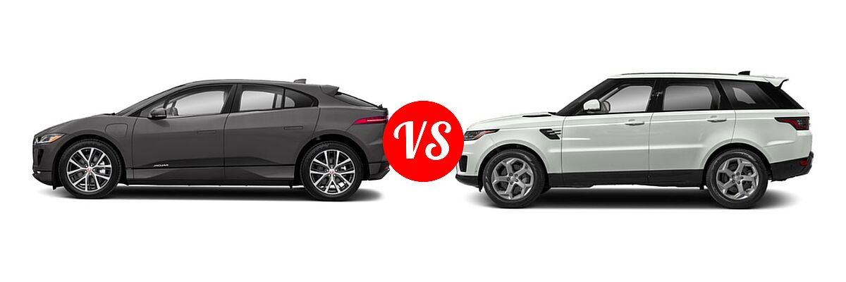 2019 Jaguar I-PACE SUV Electric First Edition / HSE / S / SE vs. 2019 Land Rover Range Rover Sport SVR SUV SVR - Side Comparison
