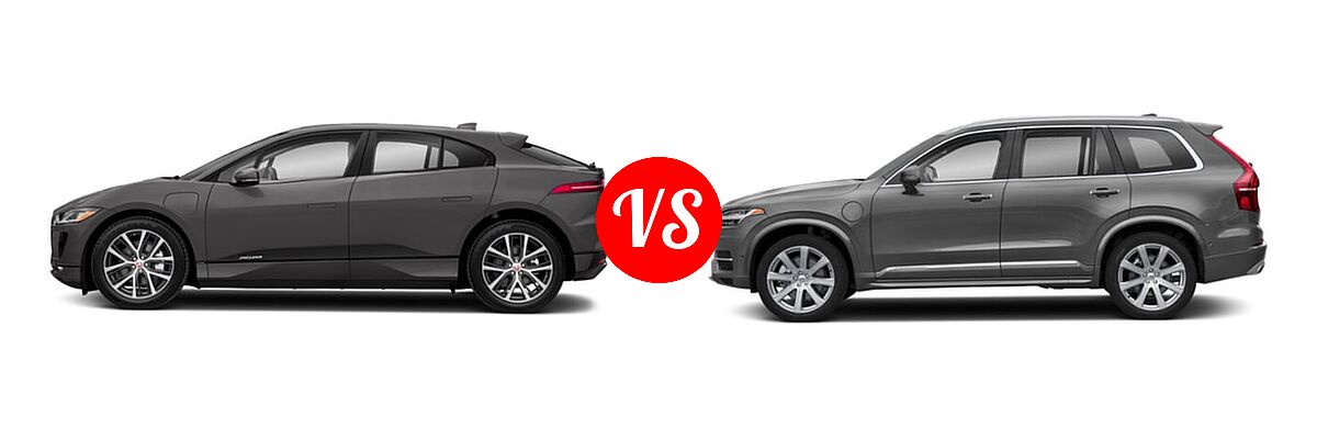 2019 Jaguar I-PACE SUV Electric First Edition / HSE / S / SE vs. 2019 Volvo XC90 SUV PHEV Excellence / Inscription / Momentum / R-Design - Side Comparison