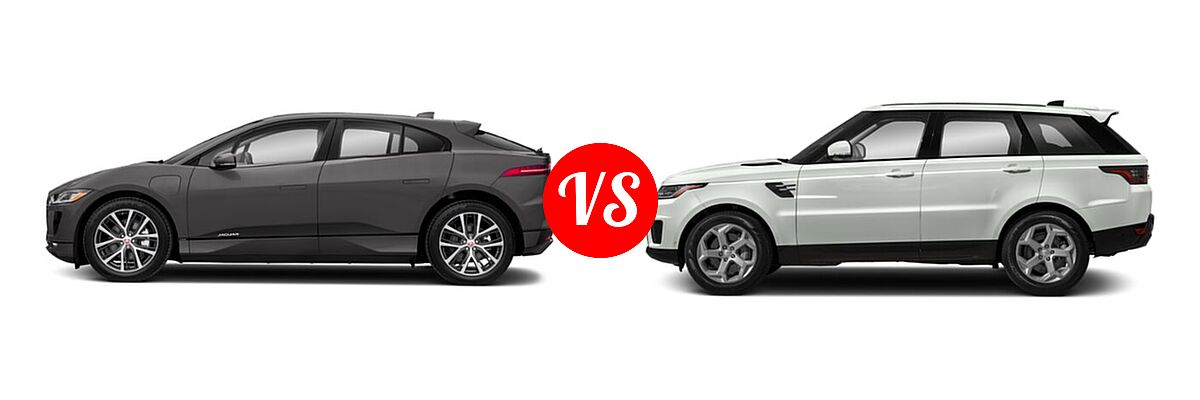 2019 Jaguar I-PACE SUV Electric First Edition / HSE / S / SE vs. 2021 Land Rover Range Rover Sport SUV Diesel HSE Silver Edition - Side Comparison