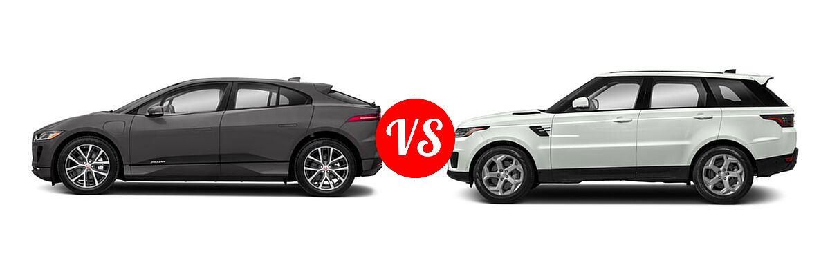 2019 Jaguar I-PACE SUV Electric First Edition / HSE / S / SE vs. 2022 Land Rover Range Rover Sport SUV Autobiography / HSE Dynamic / HSE Silver Edition / HST / SE - Side Comparison