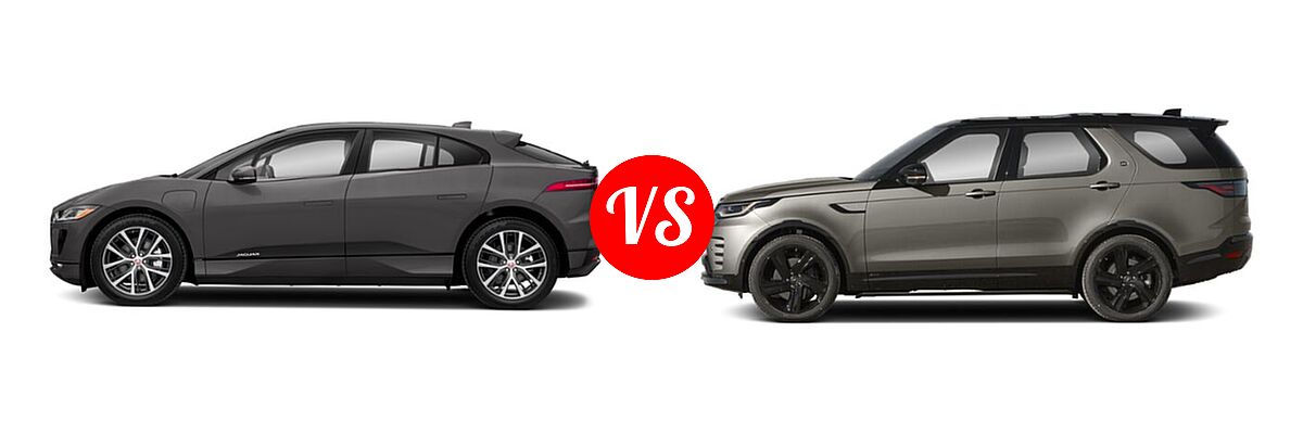 2019 Jaguar I-PACE SUV Electric First Edition / HSE / S / SE vs. 2021 Land Rover Discovery SUV HSE R-Dynamic / S / S R-Dynamic - Side Comparison
