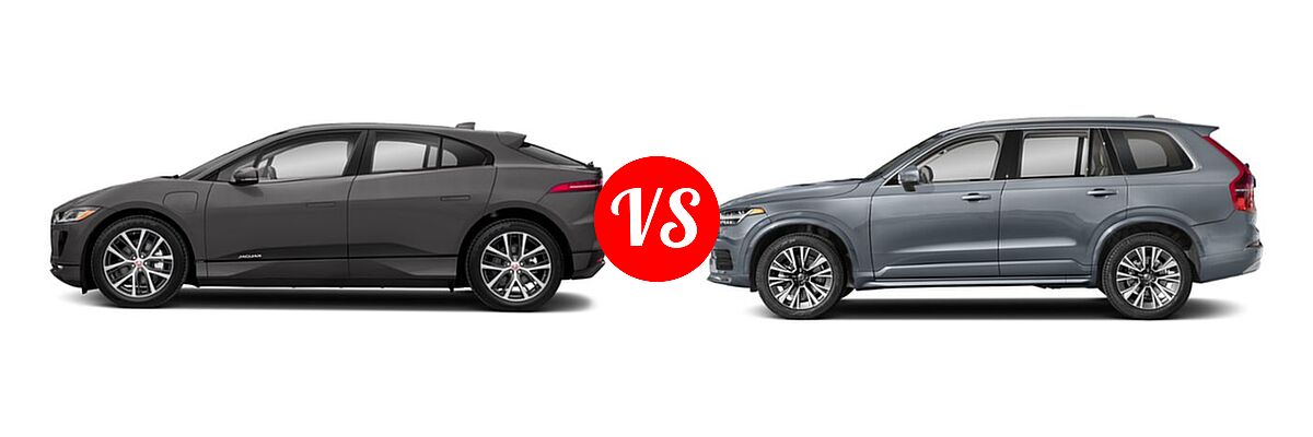 2019 Jaguar I-PACE SUV Electric First Edition / HSE / S / SE vs. 2022 Volvo XC90 SUV Inscription / Momentum - Side Comparison