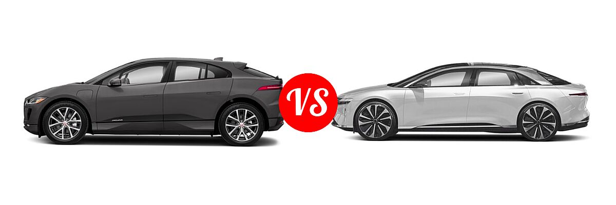 2019 Jaguar I-PACE SUV Electric First Edition / HSE / S / SE vs. 2022 Lucid Air Sedan Electric Pure - Side Comparison