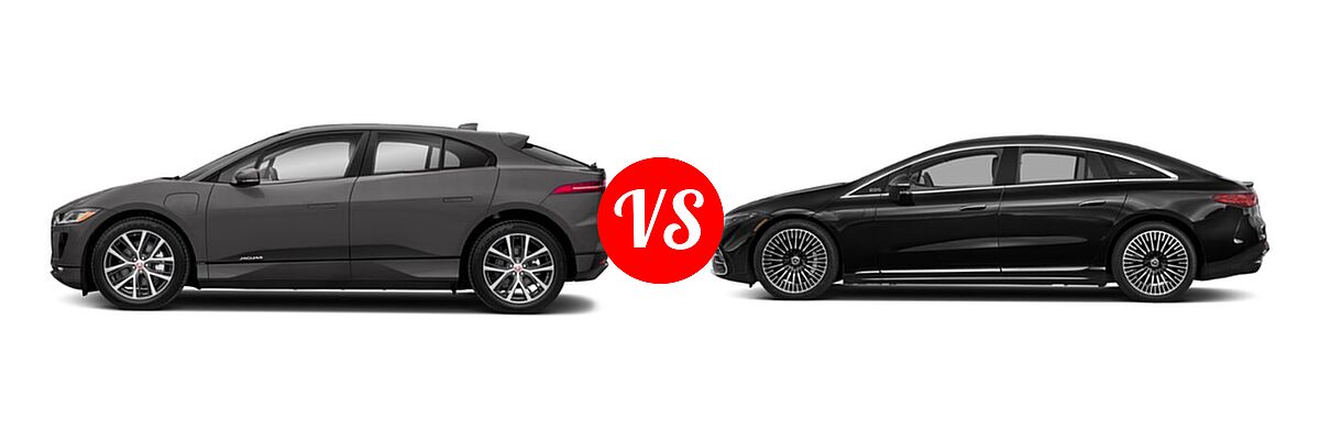 2019 Jaguar I-PACE SUV Electric First Edition / HSE / S / SE vs. 2022 Mercedes-Benz EQS Sedan Electric EQS 580 - Side Comparison