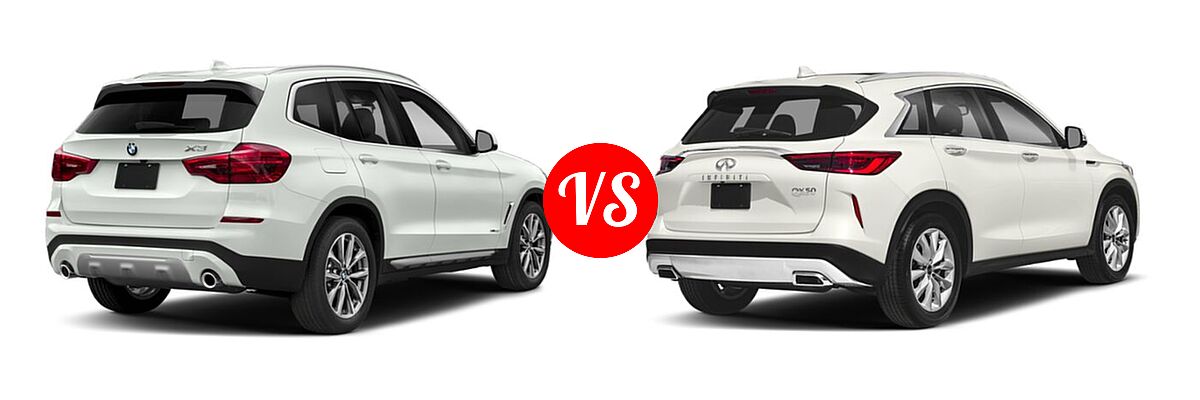 2019 BMW X3 M40i SUV M40i vs. 2019 Infiniti QX50 SUV ESSENTIAL / LUXE / PURE - Rear Right Comparison