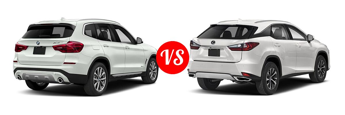 2019 BMW X3 SUV sDrive30i / xDrive30i vs. 2022 Lexus RX 350 SUV RX 350 - Rear Right Comparison