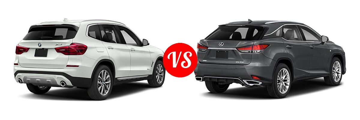 2019 BMW X3 SUV sDrive30i / xDrive30i vs. 2022 Lexus RX 350 SUV RX 350 F SPORT Appearance / RX 350 F SPORT Handling - Rear Right Comparison