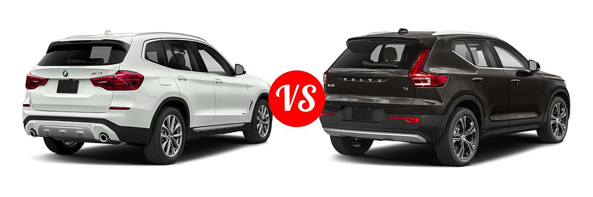 2019 BMW X3 SUV sDrive30i / xDrive30i vs. 2022 Volvo XC40 SUV Inscription / Momentum - Rear Right Comparison