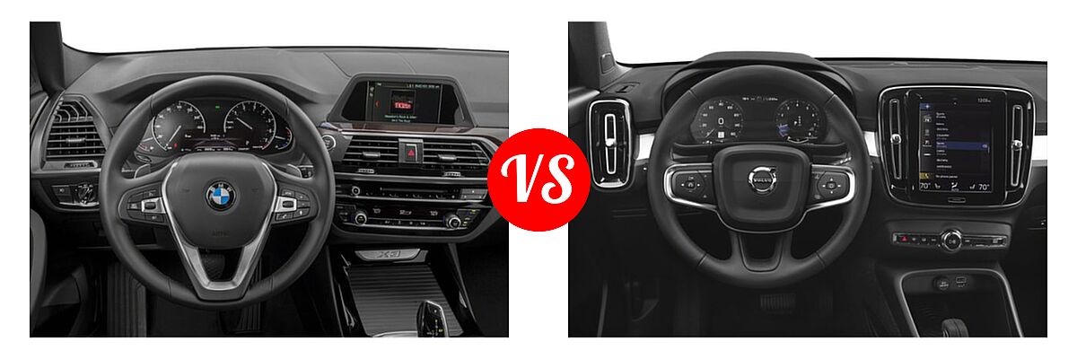 2019 BMW X3 SUV sDrive30i / xDrive30i vs. 2019 Volvo XC40 SUV Momentum / R-Design - Dashboard Comparison