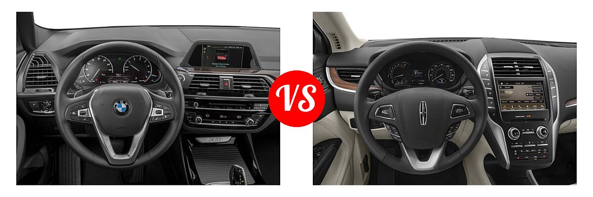 2019 BMW X3 M40i SUV M40i vs. 2019 Lincoln MKC SUV Black Label / FWD / Reserve / Select / Standard - Dashboard Comparison