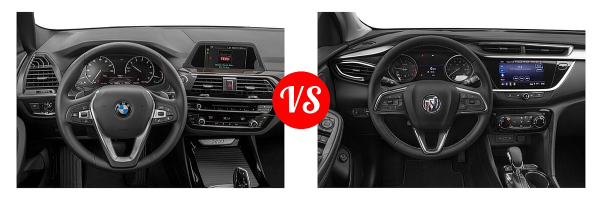 2019 BMW X3 SUV sDrive30i / xDrive30i vs. 2020 Buick Encore GX SUV Essence / Preferred / Select - Dashboard Comparison