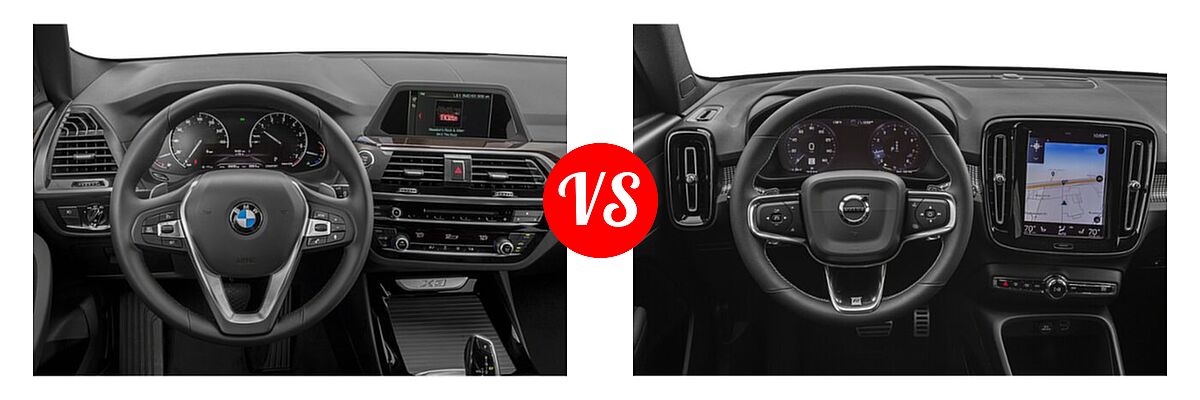 2019 BMW X3 SUV sDrive30i / xDrive30i vs. 2019 Volvo XC40 SUV R-Design - Dashboard Comparison