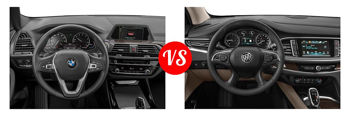 2019 BMW X3 SUV sDrive30i / xDrive30i vs. 2021 Buick Enclave SUV Essence / Preferred / Premium - Dashboard Comparison