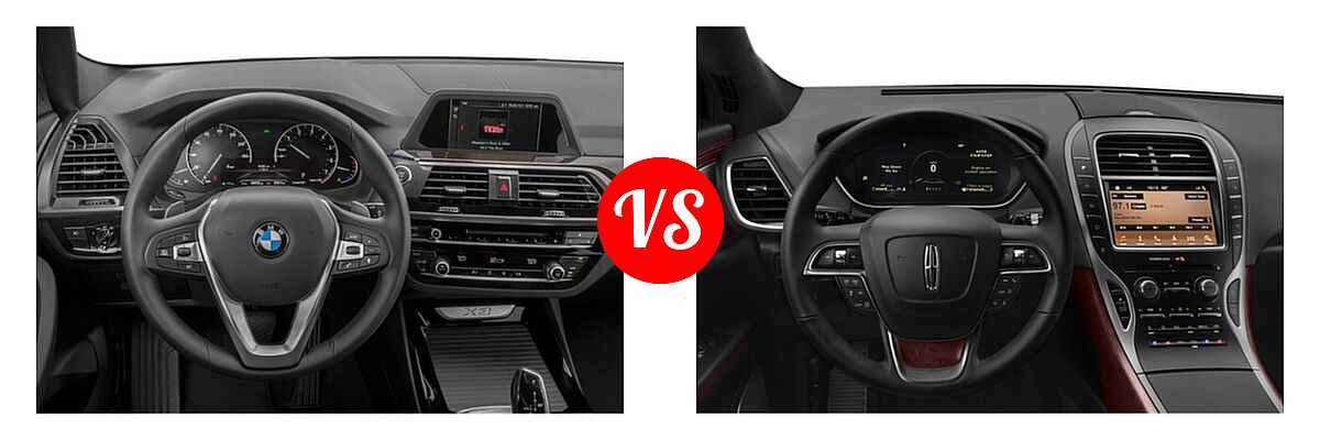 2019 BMW X3 SUV sDrive30i / xDrive30i vs. 2020 Lincoln Nautilus SUV Black Label - Dashboard Comparison