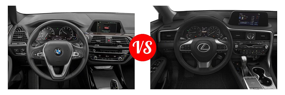 2019 BMW X3 SUV sDrive30i / xDrive30i vs. 2022 Lexus RX 350 SUV RX 350 - Dashboard Comparison
