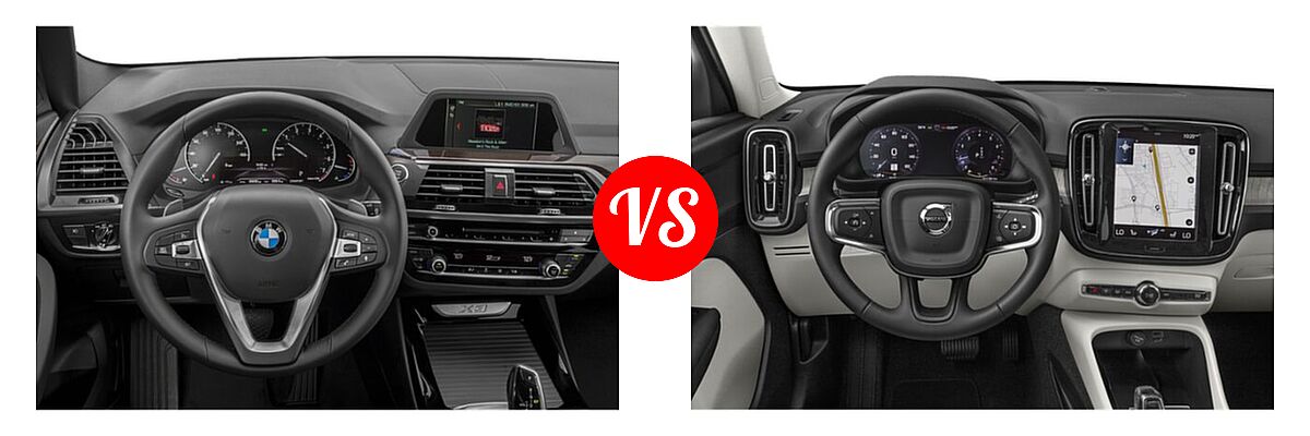 2019 BMW X3 SUV sDrive30i / xDrive30i vs. 2022 Volvo XC40 SUV Inscription / Momentum - Dashboard Comparison