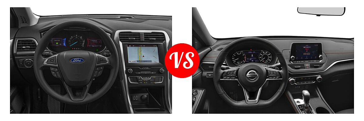 2019 Ford Fusion Hybrid Sedan Hybrid SE / SEL / Titanium vs. 2019 Nissan Altima Sedan 2.0 SR / 2.5 SR - Dashboard Comparison
