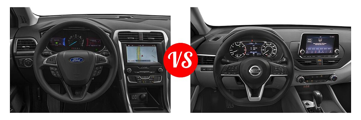2019 Ford Fusion Hybrid Sedan Hybrid SE / SEL / Titanium vs. 2019 Nissan Altima Sedan 2.0 Edition ONE / 2.0 Platinum / 2.5 Platinum / 2.5 S / 2.5 SL / 2.5 SV - Dashboard Comparison