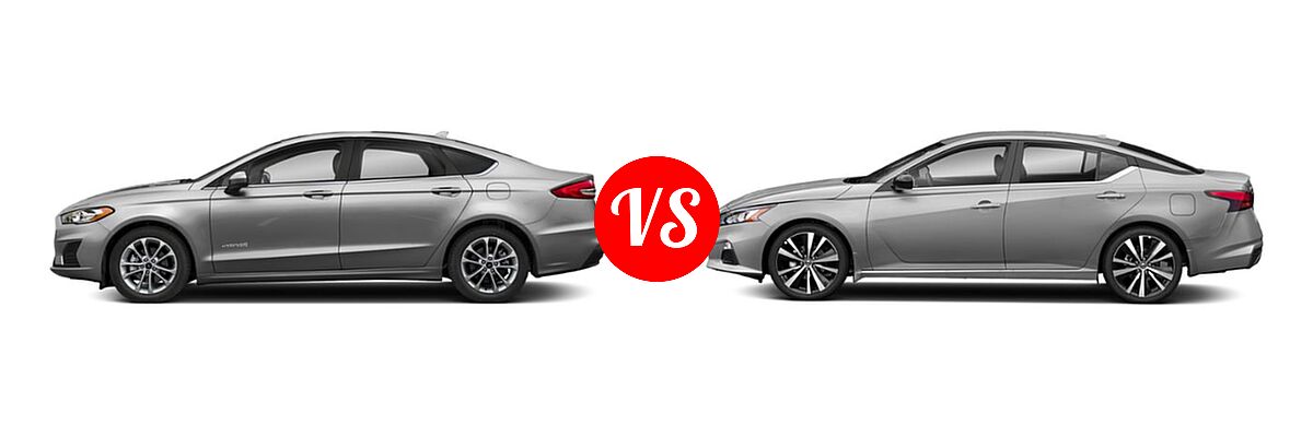 2019 Ford Fusion Hybrid Sedan Hybrid SE / SEL / Titanium vs. 2019 Nissan Altima Sedan 2.0 SR / 2.5 SR - Side Comparison