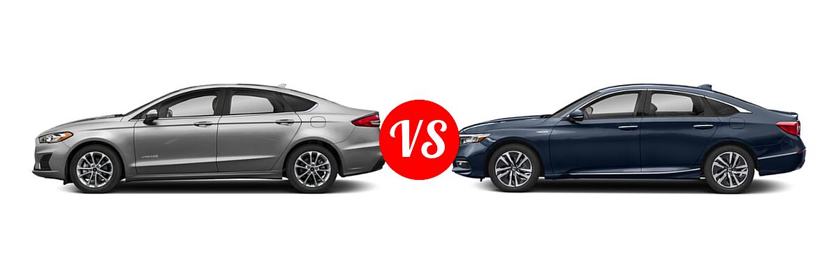 2019 Ford Fusion Hybrid Sedan Hybrid SE / SEL / Titanium vs. 2019 Honda Accord Hybrid Sedan Hybrid Touring - Side Comparison