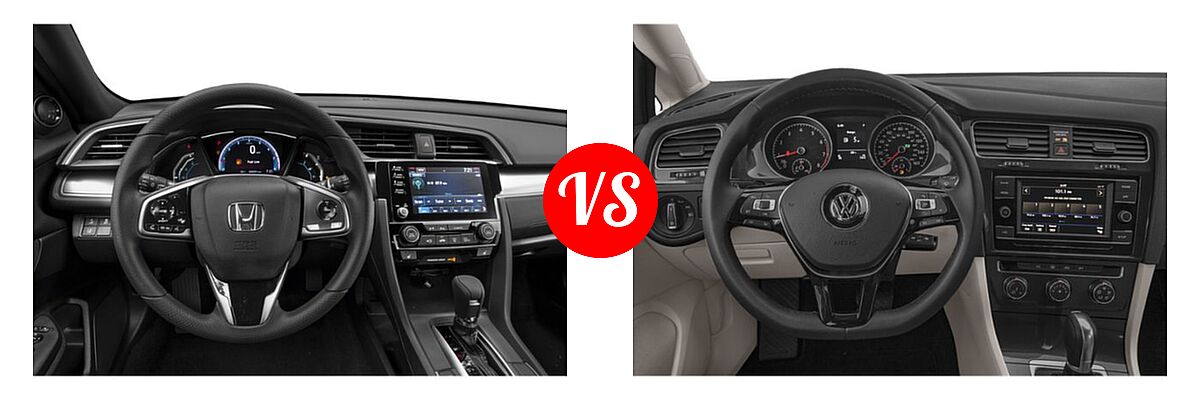 2019 Honda Civic Hatchback EX vs. 2019 Volkswagen Golf Hatchback S / SE - Dashboard Comparison