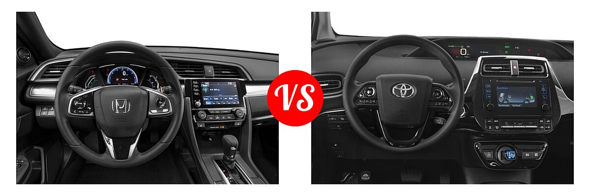 2019 Honda Civic Hatchback EX vs. 2019 Toyota Prius Hatchback Hybrid L Eco / LE / Limited / XLE - Dashboard Comparison