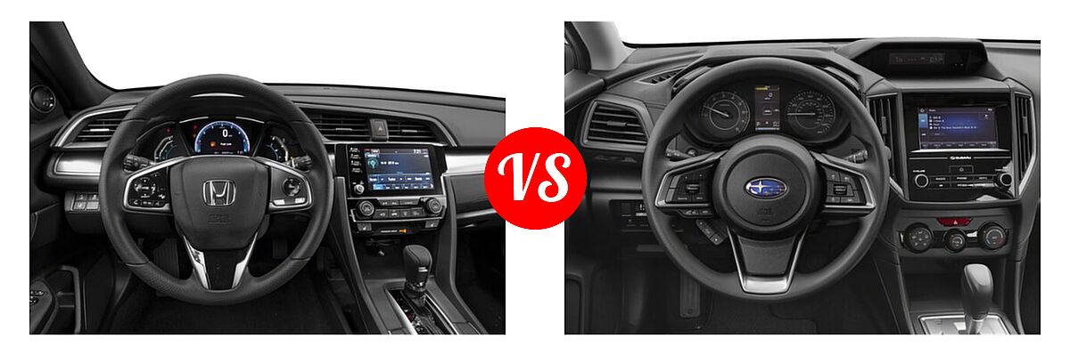 2019 Honda Civic Hatchback EX vs. 2019 Subaru Impreza Hatchback 2.0i 5-door CVT / 2.0i 5-door Manual / Premium - Dashboard Comparison