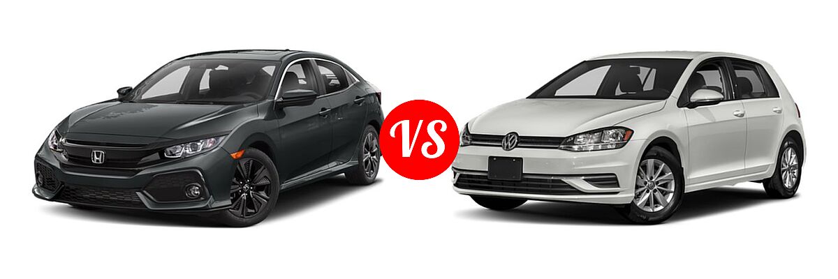 2019 Honda Civic Hatchback EX vs. 2019 Volkswagen Golf Hatchback S / SE - Front Left Comparison