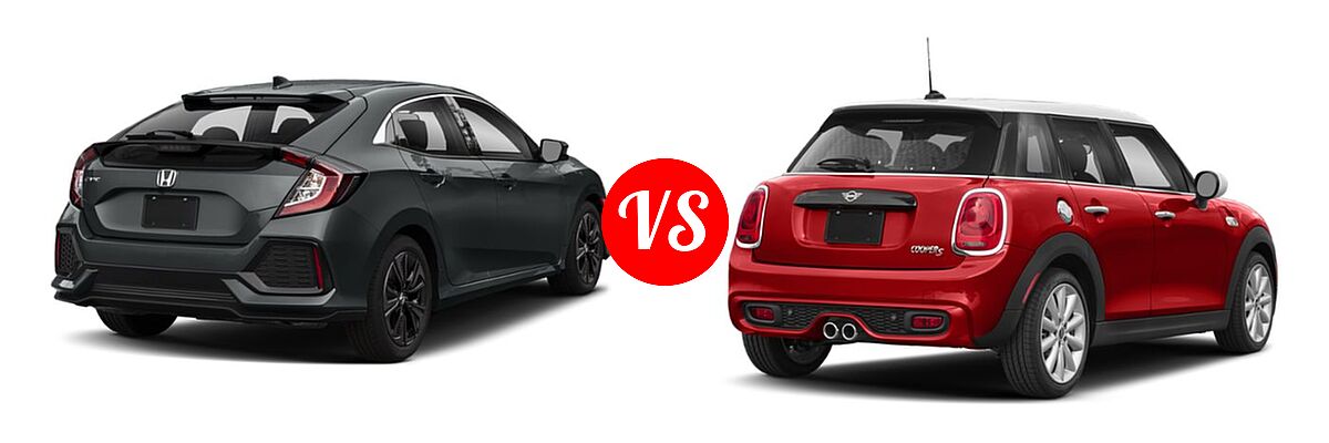 2019 Honda Civic Hatchback EX vs. 2019 MINI Hardtop 4 Door Hatchback Cooper FWD / S - Rear Right Comparison