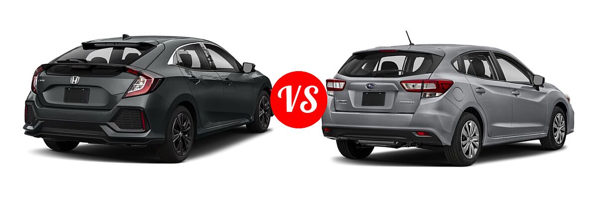 2019 Honda Civic Hatchback EX vs. 2019 Subaru Impreza Hatchback 2.0i 5-door CVT / 2.0i 5-door Manual / Premium - Rear Right Comparison