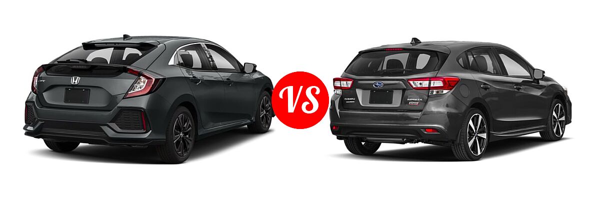 2019 Honda Civic Hatchback EX vs. 2019 Subaru Impreza Hatchback Sport - Rear Right Comparison