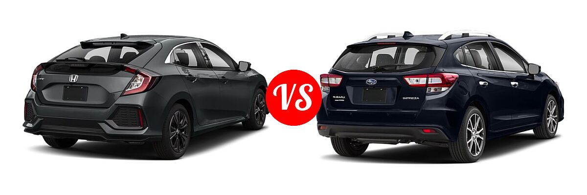 2019 Honda Civic Hatchback EX vs. 2019 Subaru Impreza Hatchback Limited - Rear Right Comparison