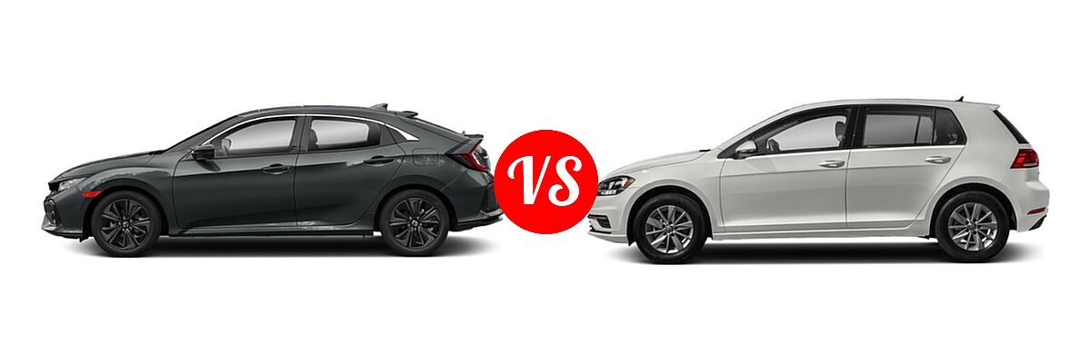 2019 Honda Civic Hatchback EX vs. 2019 Volkswagen Golf Hatchback S / SE - Side Comparison