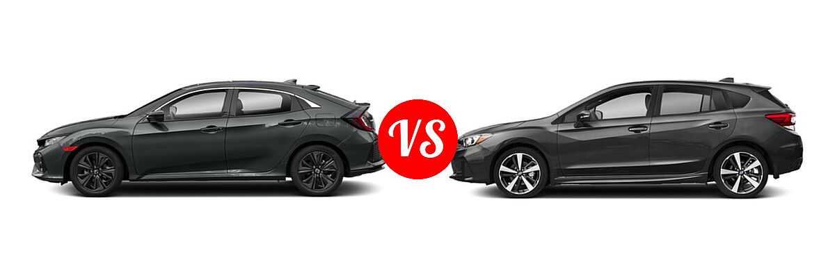 2019 Honda Civic Hatchback EX vs. 2019 Subaru Impreza Hatchback Sport - Side Comparison
