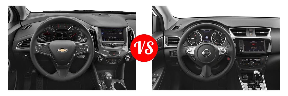 2019 Chevrolet Cruze Sedan L / LS / LT / Premier vs. 2019 Nissan Sentra Sedan SR / SR Turbo - Dashboard Comparison