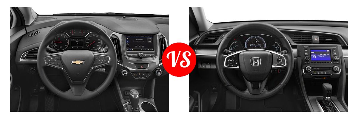 2019 Chevrolet Cruze Sedan L / LS / LT / Premier vs. 2019 Honda Civic Sedan LX - Dashboard Comparison