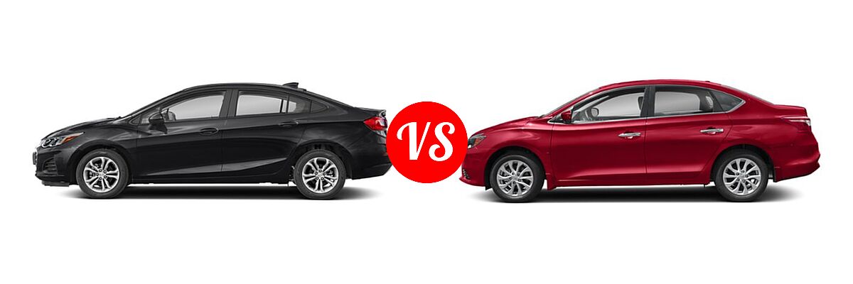2019 Chevrolet Cruze Sedan L / LS / LT / Premier vs. 2019 Nissan Sentra Sedan S / SL / SV - Side Comparison