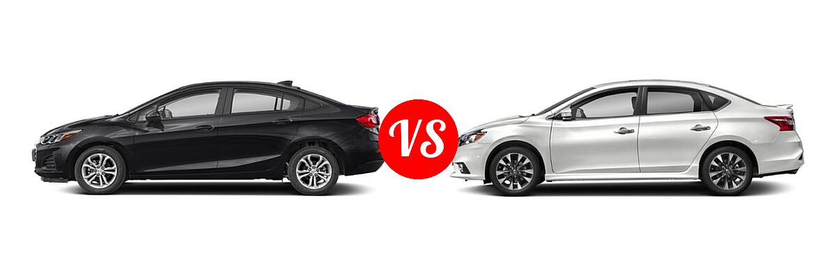 2019 Chevrolet Cruze Sedan L / LS / LT / Premier vs. 2019 Nissan Sentra Sedan SR / SR Turbo - Side Comparison