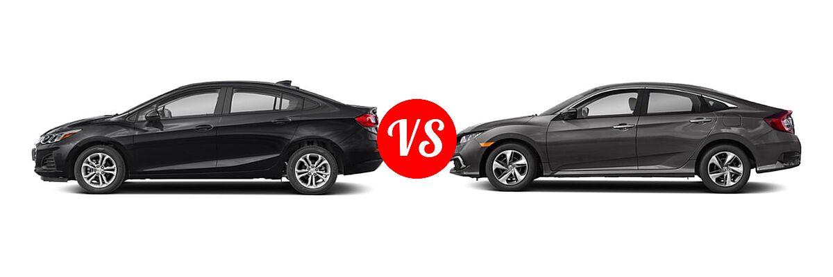2019 Chevrolet Cruze Sedan L / LS / LT / Premier vs. 2019 Honda Civic Sedan LX - Side Comparison