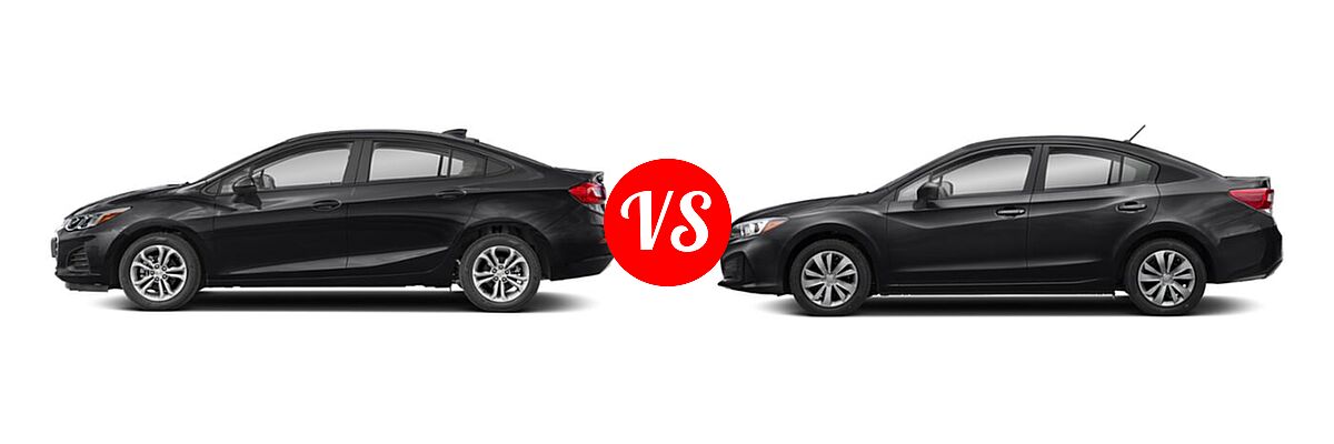 2019 Chevrolet Cruze Sedan L / LS / LT / Premier vs. 2019 Subaru Impreza Sedan 2.0i 4-door CVT / 2.0i 4-door Manual / Premium - Side Comparison