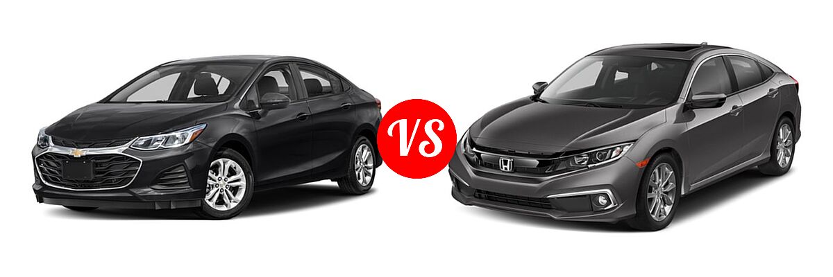 2019 Chevrolet Cruze Sedan L / LS / LT / Premier vs. 2019 Honda Civic Sedan EX-L - Front Left Comparison