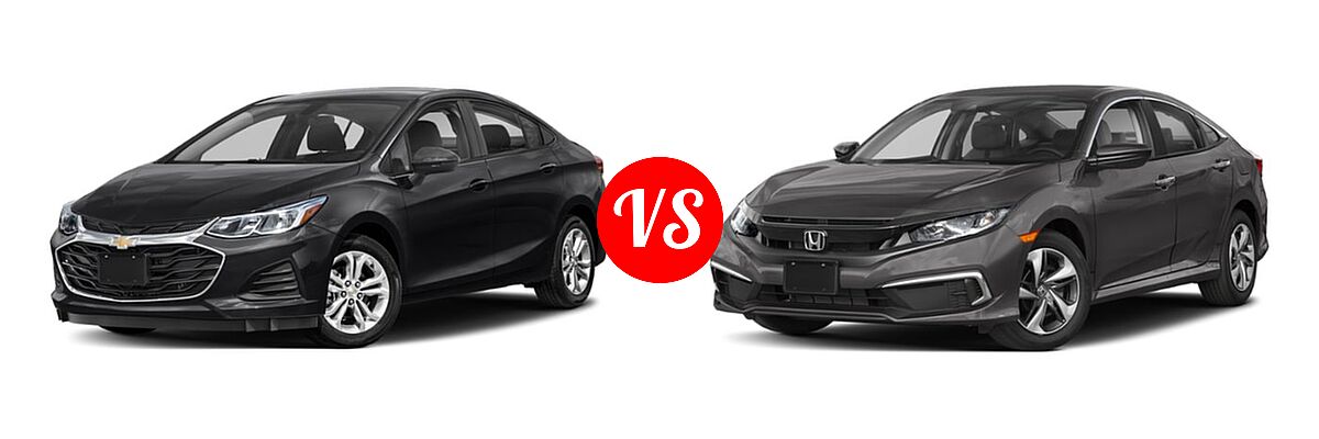 2019 Chevrolet Cruze Sedan L / LS / LT / Premier vs. 2019 Honda Civic Sedan LX - Front Left Comparison