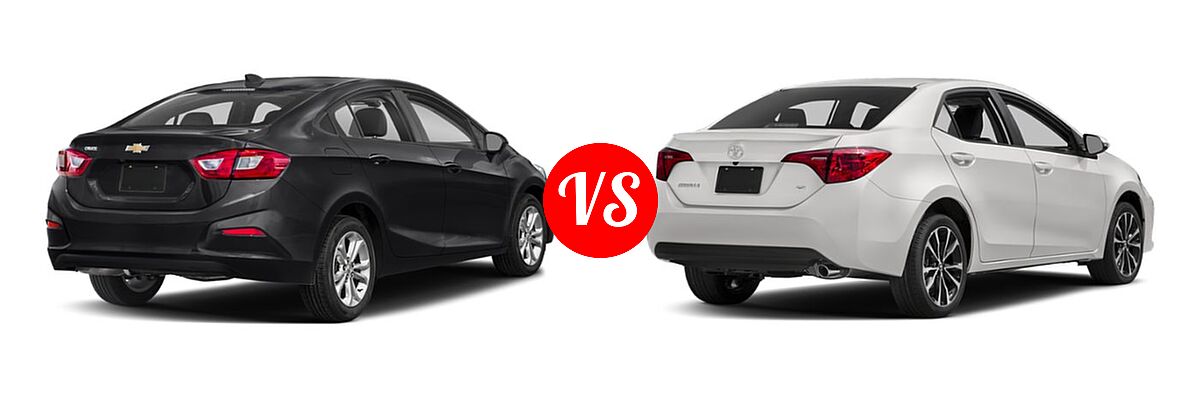 2019 Chevrolet Cruze Sedan L / LS / LT / Premier vs. 2019 Toyota Corolla Sedan L / LE / LE Eco / LE Eco w/Premium Package / XLE - Rear Right Comparison