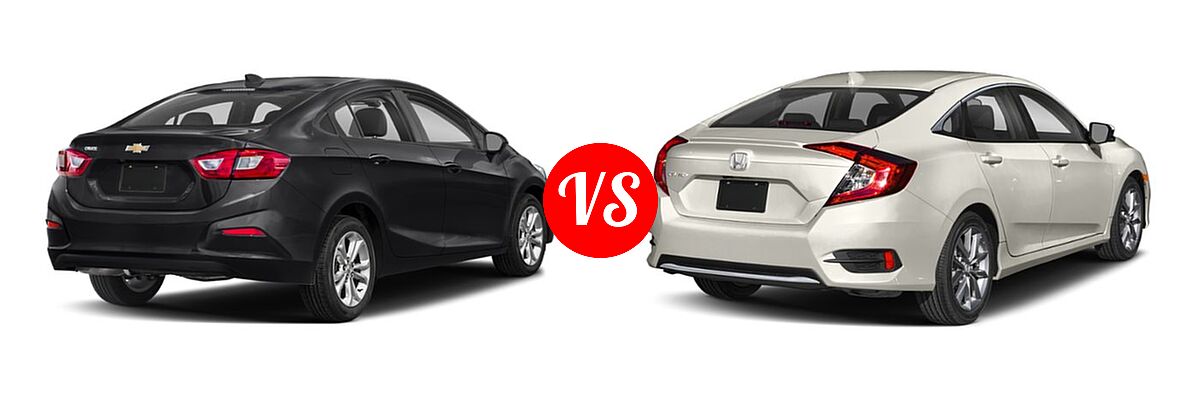 2019 Chevrolet Cruze Sedan L / LS / LT / Premier vs. 2019 Honda Civic Sedan EX - Rear Right Comparison