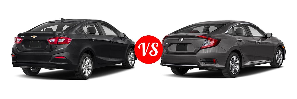 2019 Chevrolet Cruze Sedan L / LS / LT / Premier vs. 2019 Honda Civic Sedan LX - Rear Right Comparison